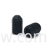 China DIN 915 Full black dog point hexagon socket grub screw Slotted head socket set screw